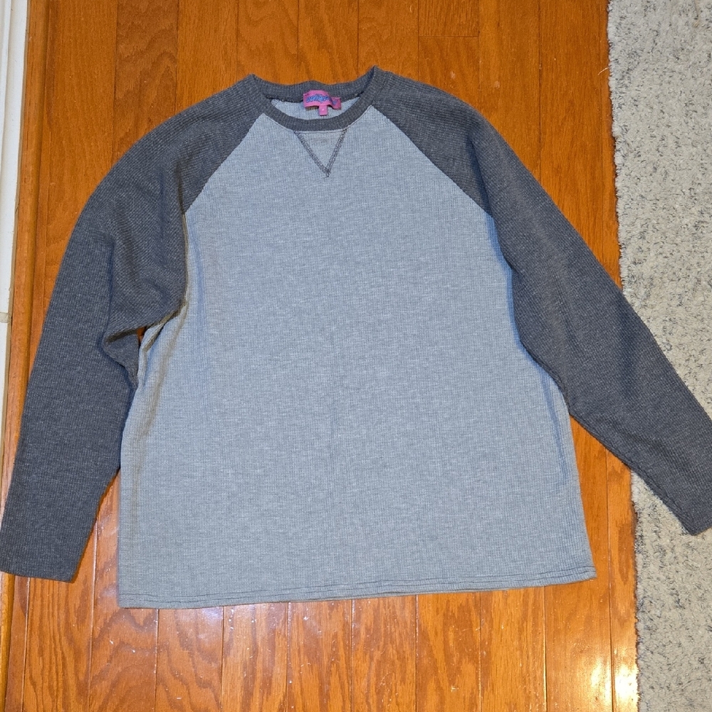 🩶 Edikted Gray & Dark Gray Waffle Knit Raglan Long Sleeve | Medium | NWOT